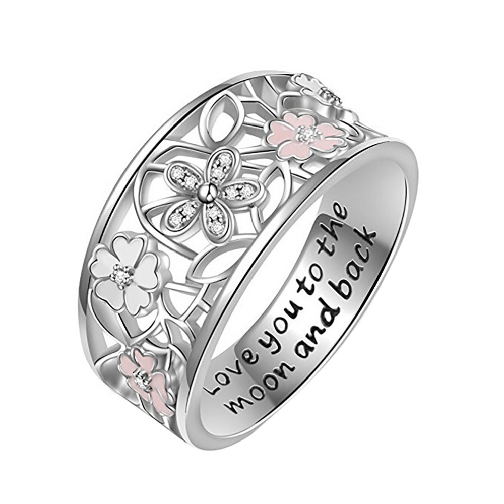 thumbnail image 5 of Cumpleaños Cereza Perforación A Flores Anillo Anillo Regalo Anillos de boda, 5 of 5